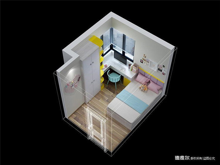 北歐現代風格炫彩都市兒童房衣櫃定制
